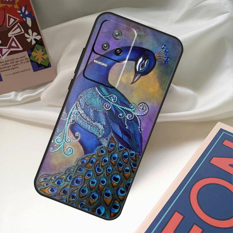 Bird Peacock Feather Case For POCO X6 Pro M6 X5 X3 M5s F3 F5 Xiaomi 14 Ultra 13 12 Lite 11T 12T 13T Pro Coque