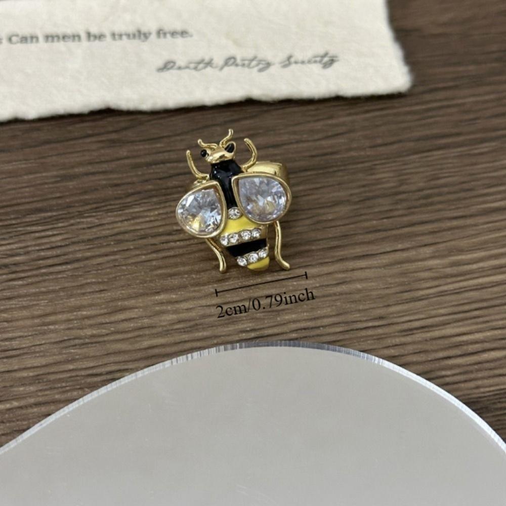 Y2K Style Vintage Bee Ring Enamel Design Colorful Bee Ring Rhinestone Bee Ring Punk Style