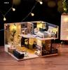 Dollhouse Beginner Miniature House Kit DIY Wooden Dollhouse Miniature Kit Beginner Dollhouse Handmade Kit Dustproof Cover Included (Comfortable Time)