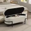 Storage Ottoman Seat Stool With Lid And Storage Steel Legs Upholstered Stool With Fleece Cover Cream White