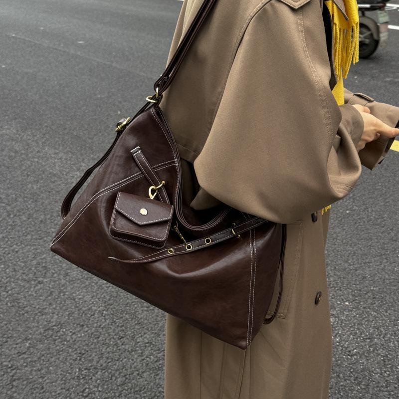 Вместительная сумка-тоут для поездок на работу, женская, 2025, новый рюкзак, осень-зима, премиальный, в ретро-стиле, на плечо, сумка-мессенджер