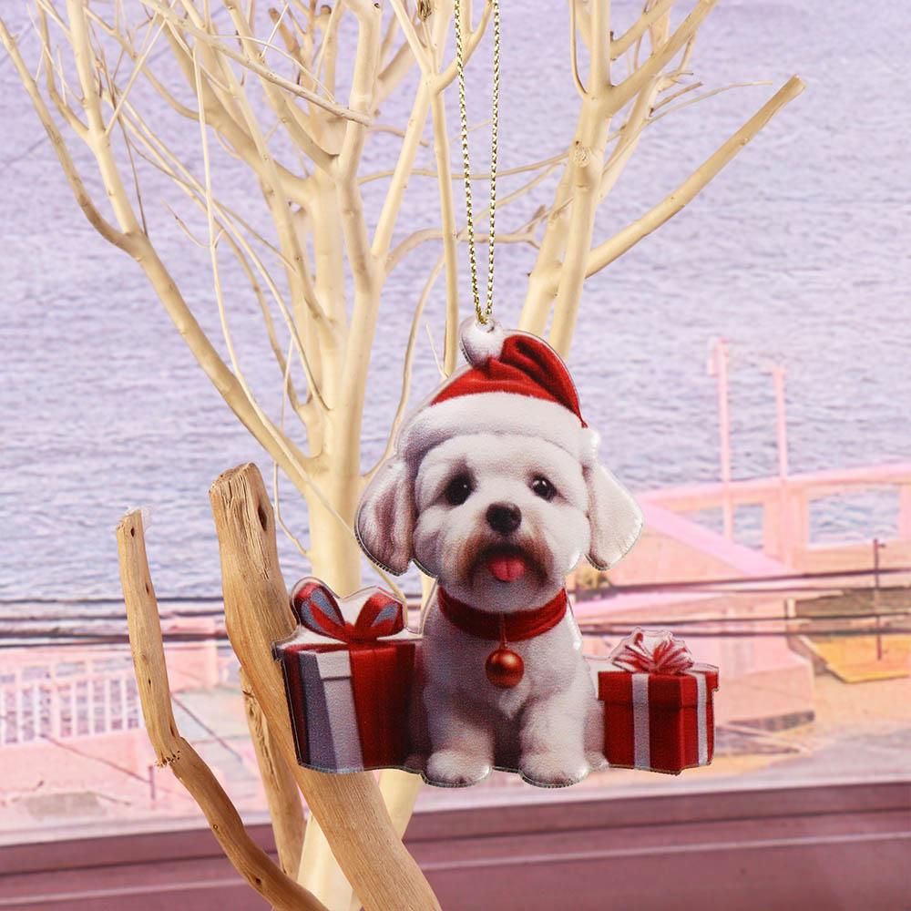 Acrylic Dog Christmas Ornament Handmade Christmas Decoration Dog Christmas Tree Pendant Office