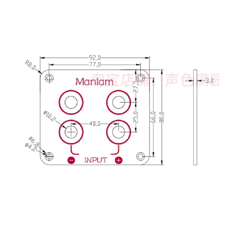 1pair 4-position square copper terminal block speaker junction box speaker audio wiring board DIY accessories free shipping