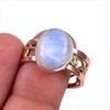 Natural Rainbow Moonstone Gemstone 925 Sterling Silver Two Tone Ring S.10 F2t18