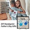 DIY Handprint Keepsake for Dad Best Dad Ever Wooden Plaque Desk Father And Kids Hands Down Sign for Daddy Papa Grandpa from Daughter Son Father's Day