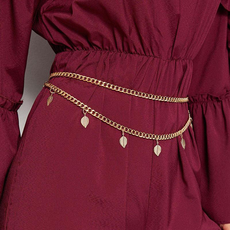 Elegant Double Layer Waist Chain For Women With Shell And Leaf Design In Boho Style