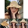 Стильная плетеная соломенная шляпа для женщин 2024 лето защита от УФ-лучей и солнцезащитный козырек аксессуар для отпуска