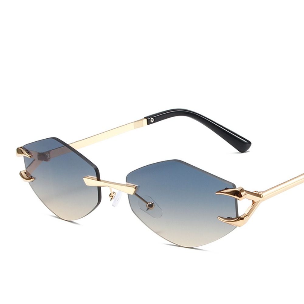 Солнцезащитные очки без оправы в стиле ретро с градиентом UV400, популярные металлические очки без оправы, квадратные солнцезащитные очки для мужчин и женщин