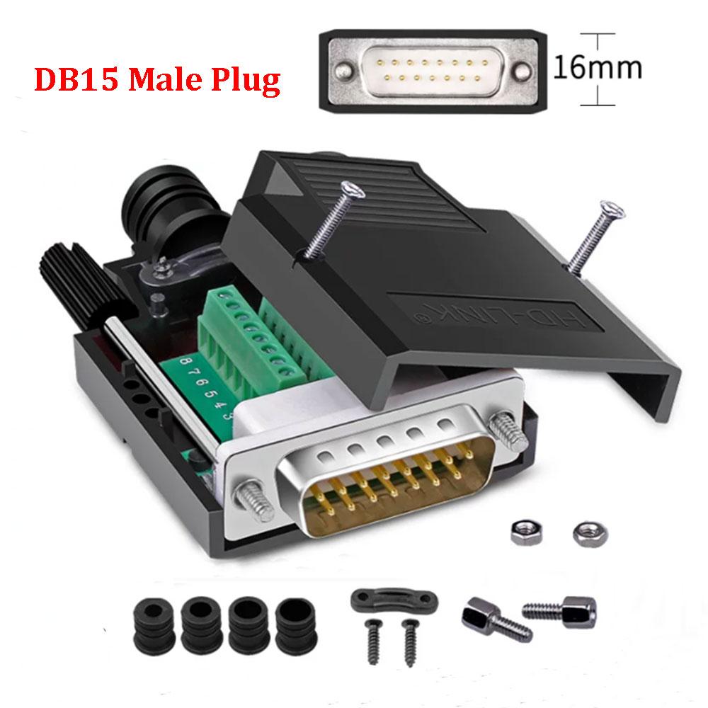 1PC DB9 DB15 9Pin 15Pin Male/Female Plug Solder-free Connector COM RS232 Serial Port D-SUB Terminal Plug Adapter