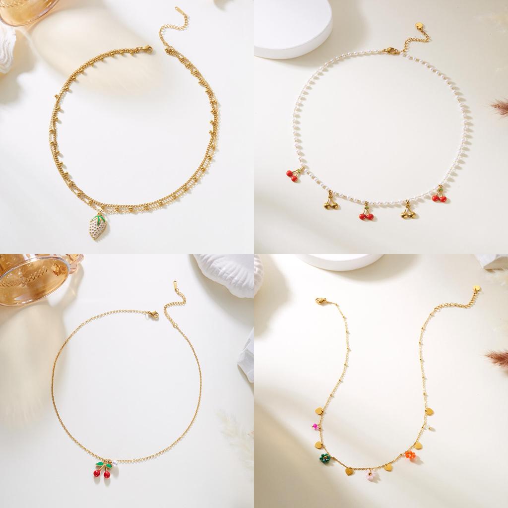 Fruitinspired Stainless Steel Necklace Collection With Multilayer Chains For Summer Fashion Accessories