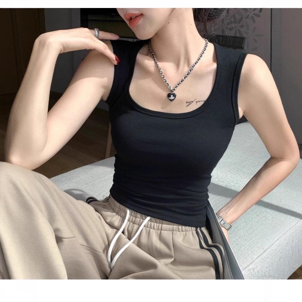 Women's Cotton Y-Back Tank Top - Versatile, Slimming, Casual Wear Camisole for Spring and Summer