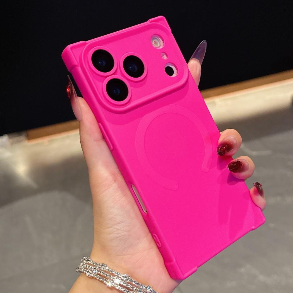 Fashion Right Angled Square Silicone Magnetic Phone Case For iPhone 17 Air 16 15 14 13 Plus Pro Max For Magsafe Frosted Cover
