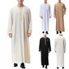 Summer Men Robe Retro Round Neck Half Zipper Long Sleeves Loose Malaysia Middle East Arabian Dubai Traditional Maxi Robe Long Top