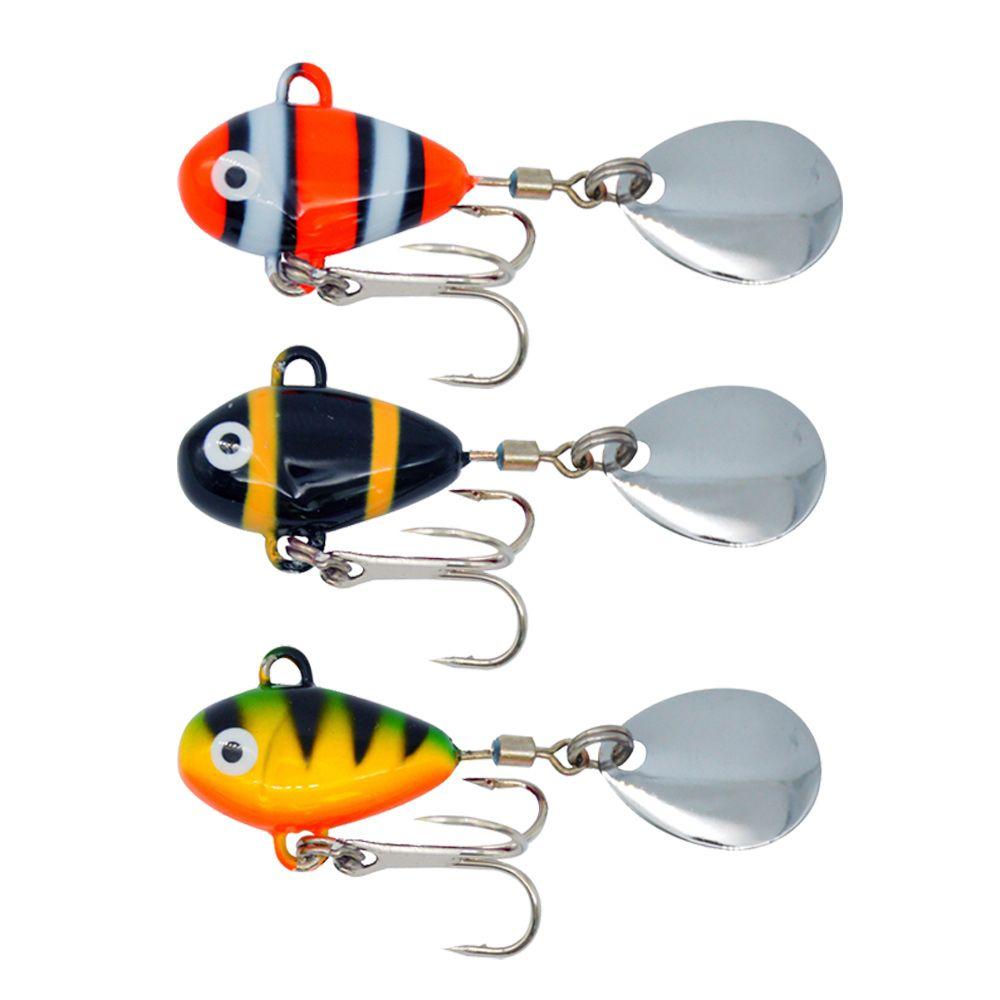 Sinking Rotate Spoon Metal Sequin Treble Hook Wobblers Crankbaits VIB Lure Metal Fishing Bait