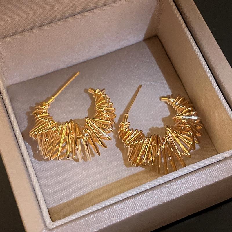 Винтажные Цветные Неправильной Формы Серьги-Пуссеты C-образной Формы для Женщин Модное Заявление Ювелирные Изделия из Нержавеющей Стали