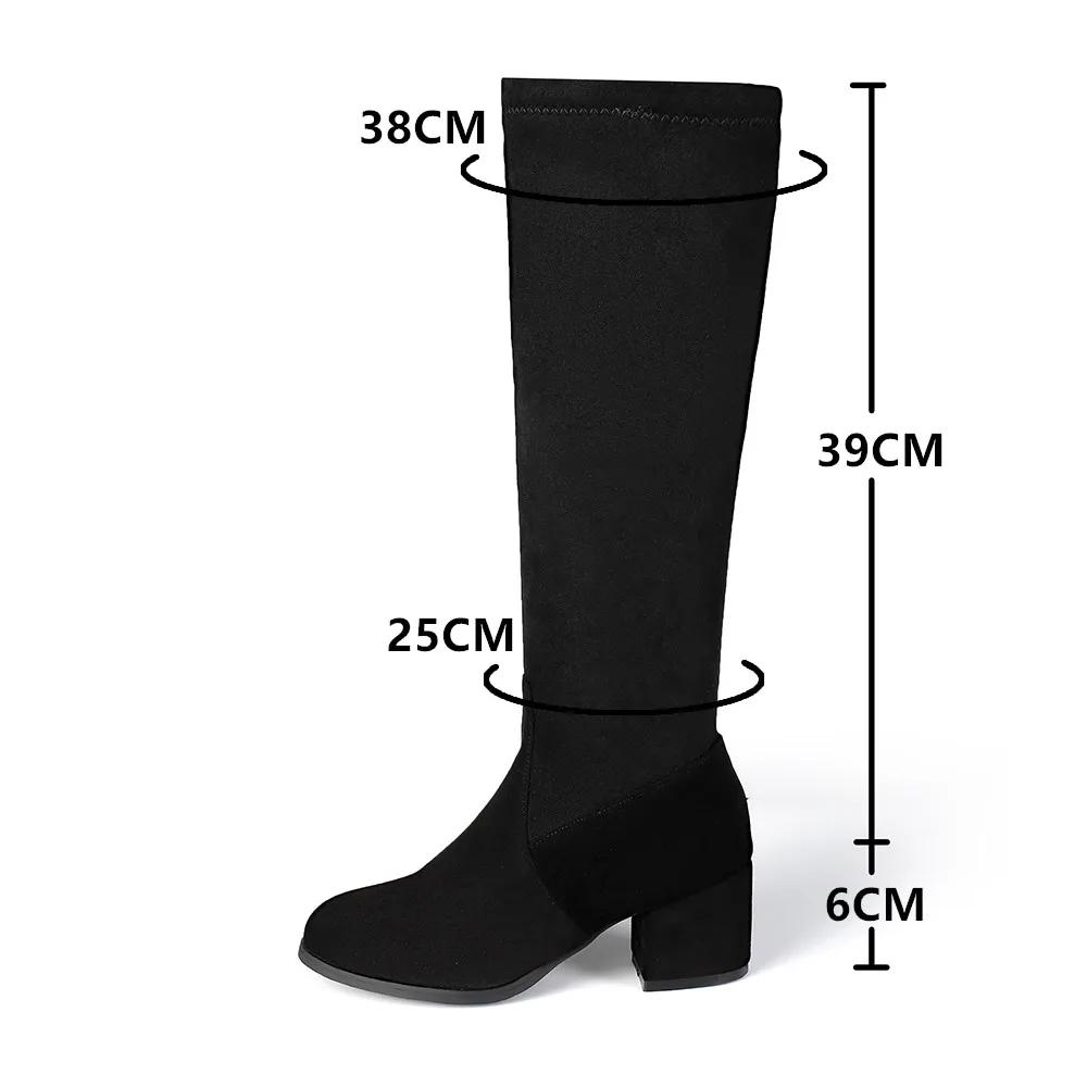 Осенне-зимние ботильоны на высоком блочном каблуке, бежевые, черные, женская обувь, высокие сапоги-рыцари до колена на молнии, женский размер обуви 34-43