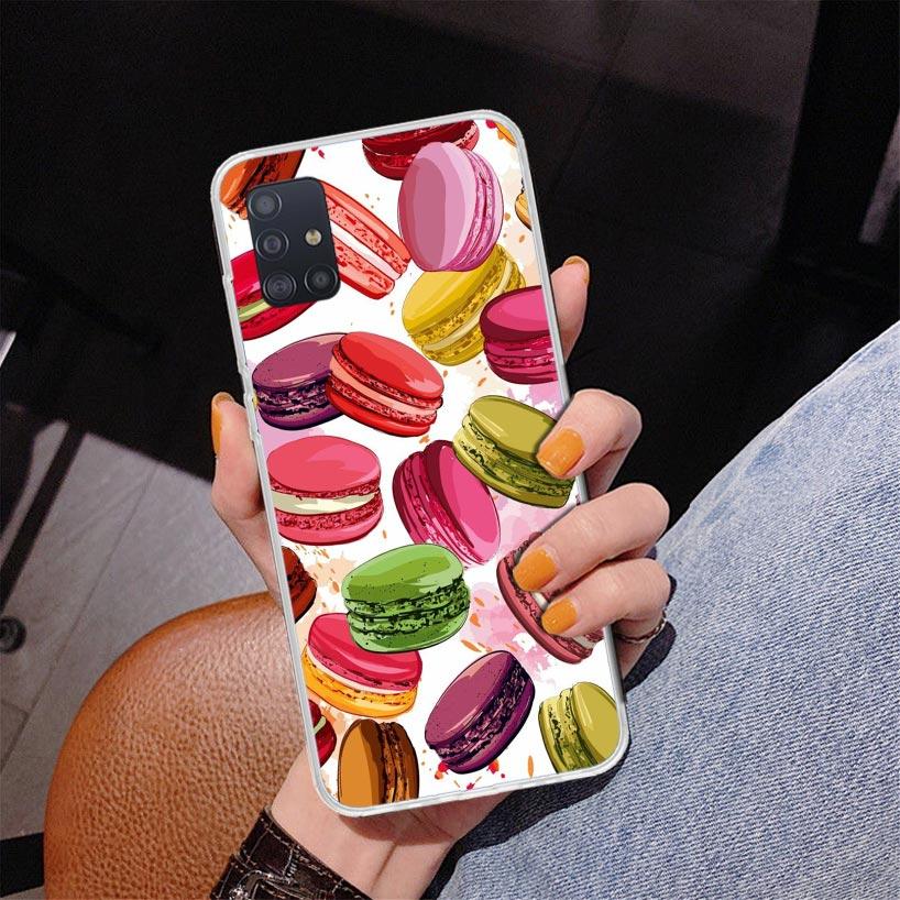 Чехол для телефона Macaron Ice Cream Cake Doughnut для Samsung Galaxy A52 A32 A22 A12 A51 A31 A50S A30S A20S A10S Note 20 Ultra 10 Plus