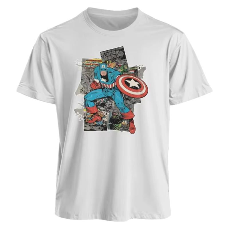 2026 Marvel TShirt Men Women Captain America All Season American Punk Harajuku Niche Oversized Short Sleeve Trendy Graphic Tee