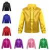 Kids Teens Boys Sequined Long Sleeve Shirt Hip Hop Jazz Disco Dance Shirt Tops Performance Costumes
