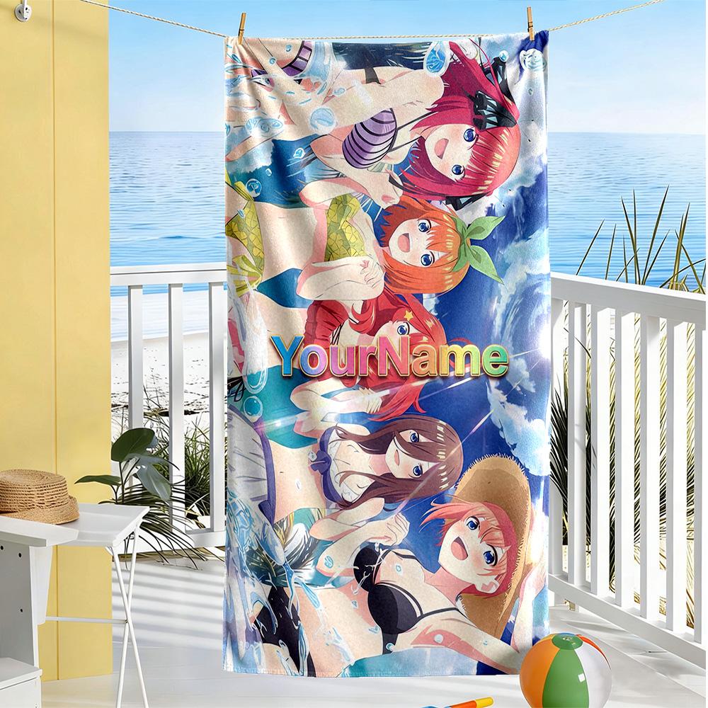 Quintessential Quintuplets Personalized Name Beach Towel High Absorbency & Quick-Dry Portable for SwimmingBeachCamping Travel Beach AccessoriesGym