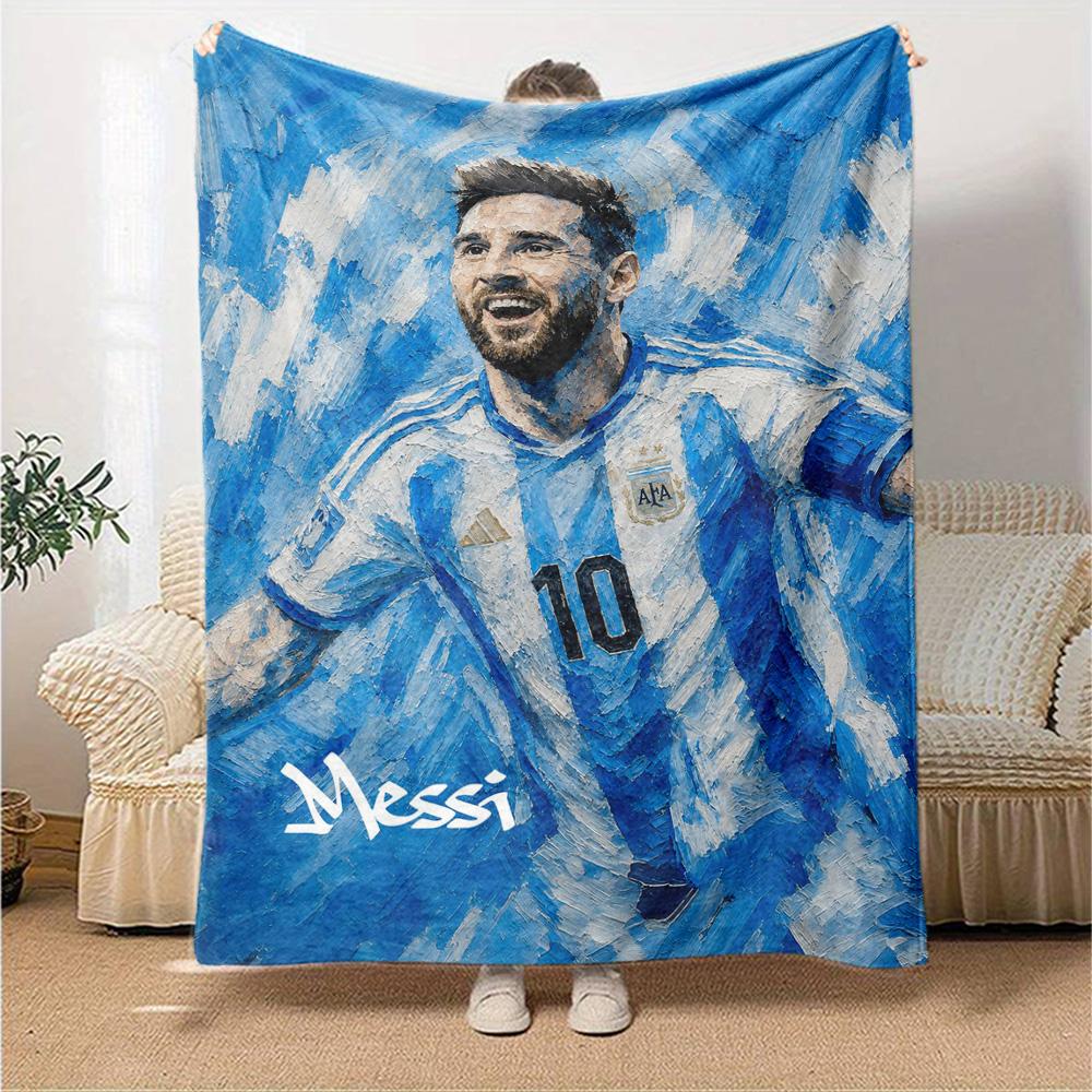 Football Messi Blanket Warmthful Decor Suitable for Couch Livingroom Chair All-Season Use Playful Design Perfect Gift for Relatives and Friends