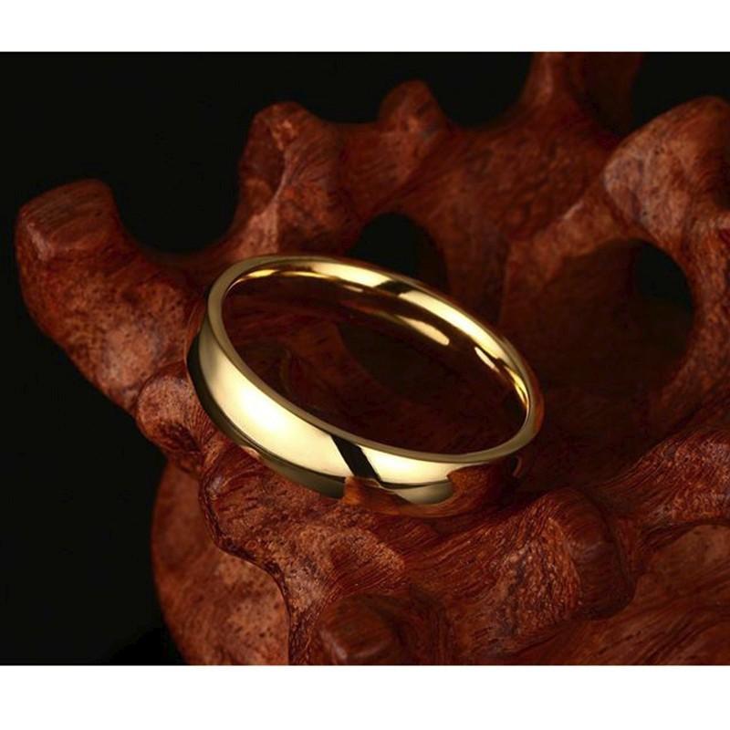 Simple Gold Color Stainless Steel Engagement Rings for Women Men Elegant Thin Wedding Band