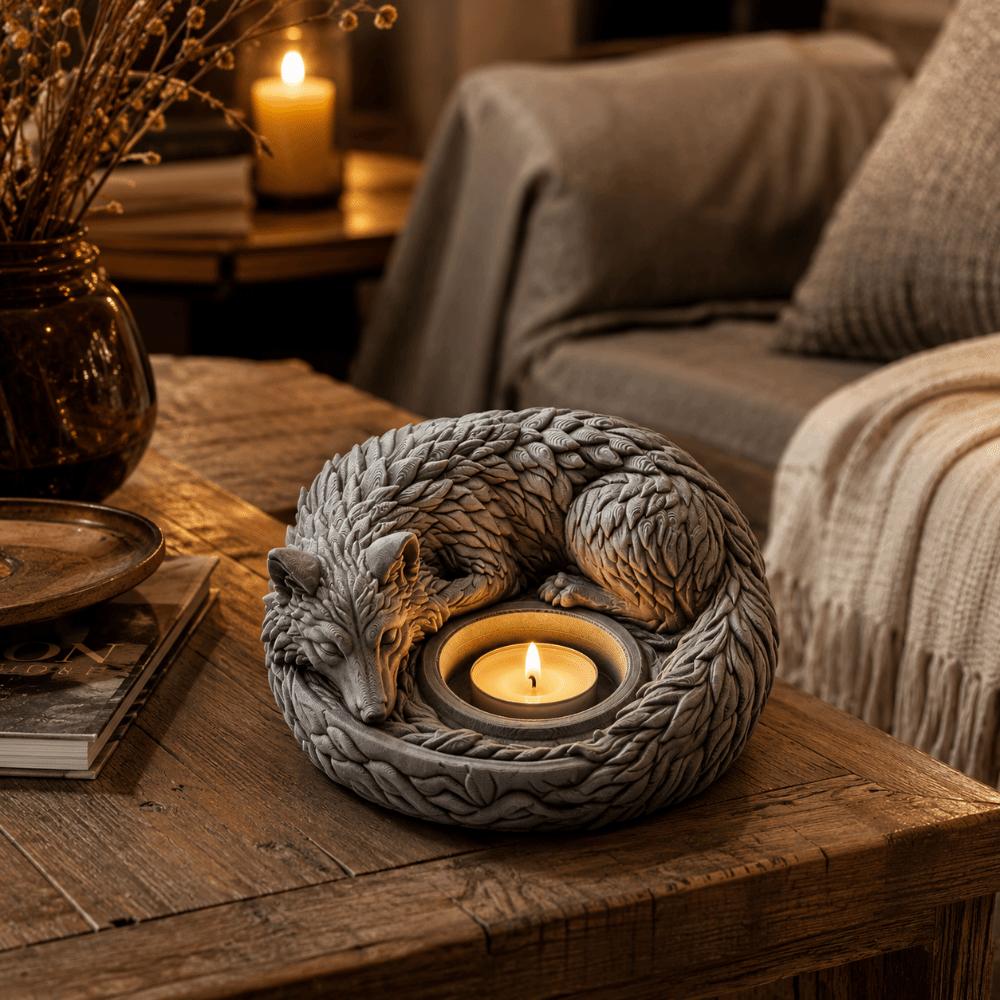 Multi-functional Candle Holder 3D Printed Ring Display Plate Wolf Sculpture Entryway Decor