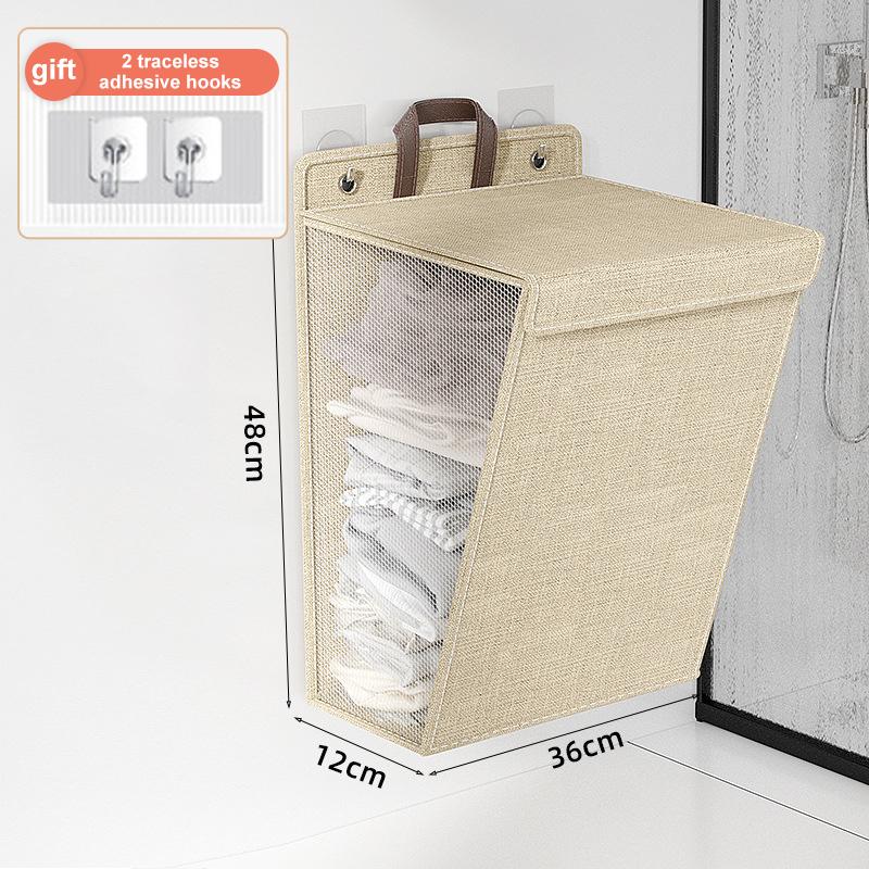 Large Capacity Hanging Laundry Basket Wall Hanging Clothes Organizer Bag Folding Space-saving Dirty Clothes Baskets Storager