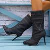 2024 Новые женские парусиновые сапоги до середины икры Осенние модные остроносые дизайнерские туфли на шпильках Botas De Mujer Повседневные модные ботинки без застежек