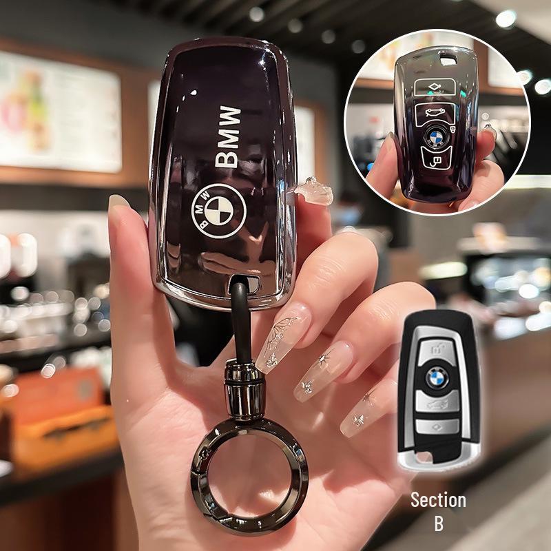 Совместимый чехол для ключа BMW для моделей 3 серии, X3, 530Li, 5 серии, 525, 1 серии, 7 серии и X4 - ТПУ корпус с пряжкой.