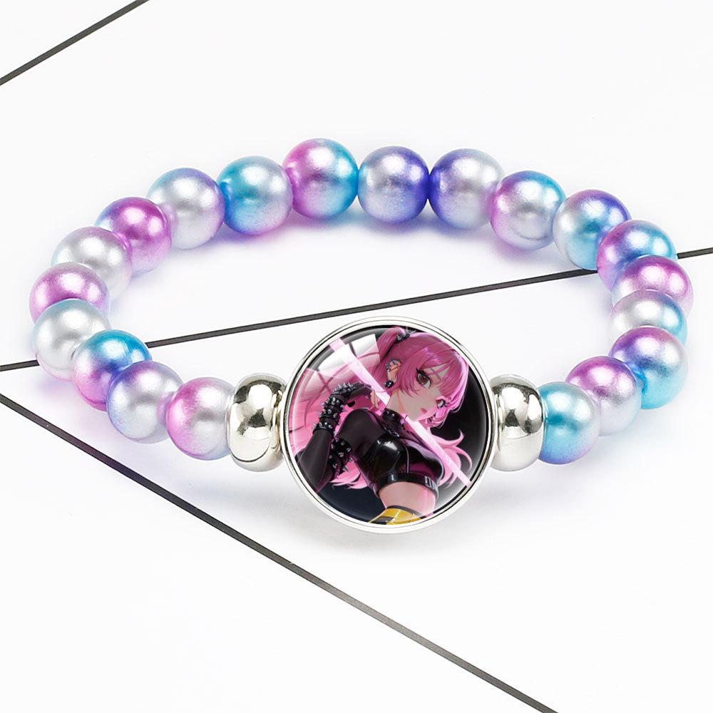 Браслет из бусин с плавным переходом цвета Rumi Zoey Mira Браслет с инкрустированным кристаллом Скрытая застежка Съемное эластичное украшение