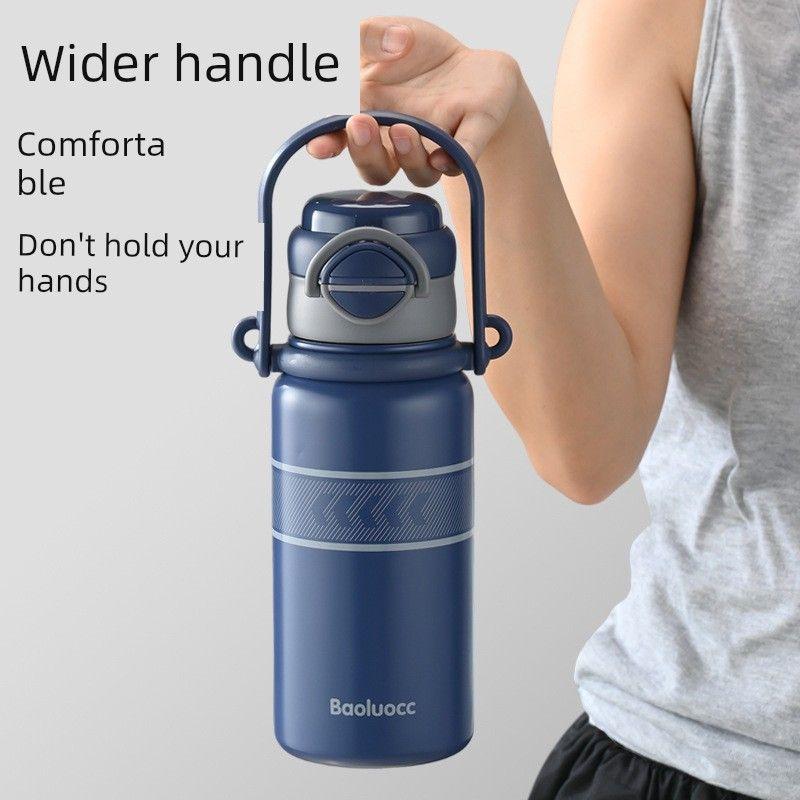 Travel Handle Insulated Thermos Large Capacity Thermos Cup for Women with High Aesthetic Value, Thermos Cup with Straw, 316 Stainless Steel Water Cup