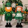 StPatrick‘s Day Green Irish Gnome Handmade Retractable Plushes Figurine For Spring Elf Doll Home Holiday Decoration