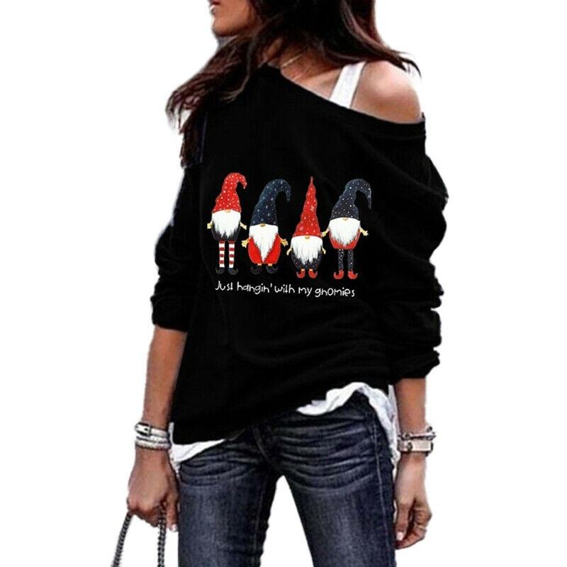 Стильный женский рождественский джемпер пуловер свободного кроя толстовка для праздничного сезона