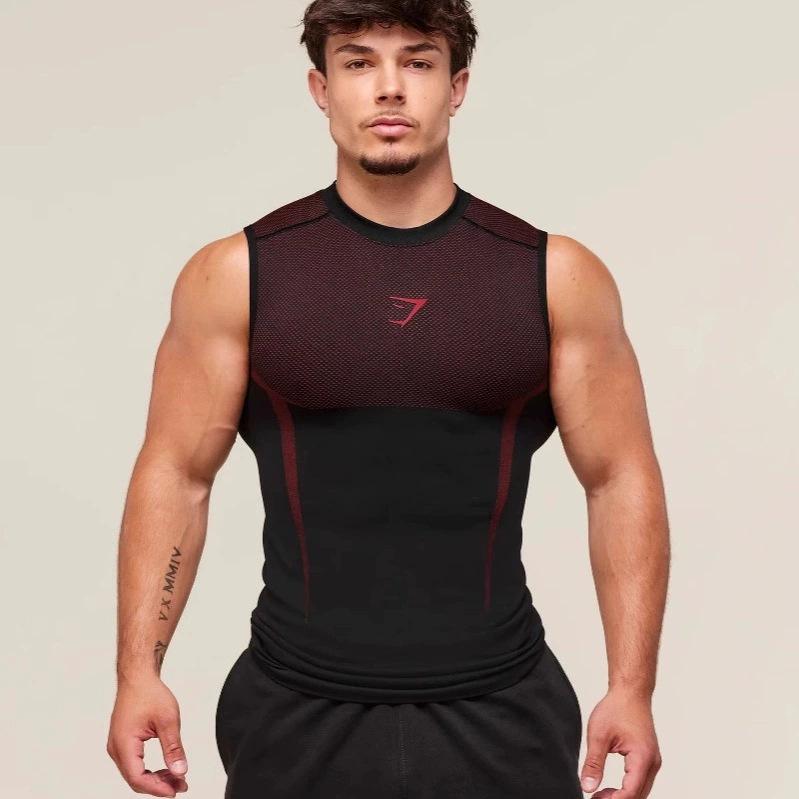Мужская дышащая облегающая тренировочная жилетка GYMSHARK - с коротким рукавом