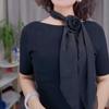 Women Breathable Rose Decor Chiffon Sunscreen Silk Scarf Neckerchief Neck Collar Anti-UV Thin