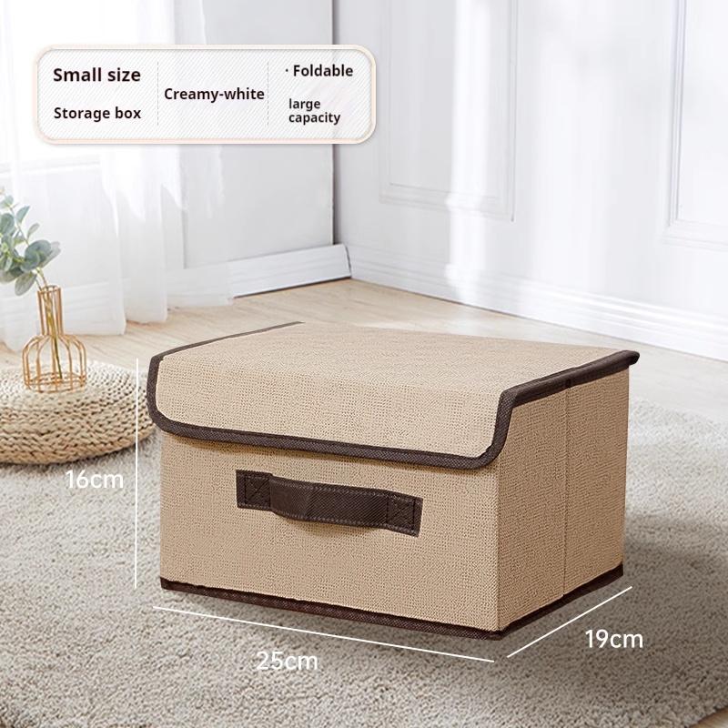 Non Woven Fabric Storage Box Household Fold-able Storage Basket Portable With Lid And Handle For Toys Underwear Cosmetics