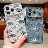 Магнитный чехол для телефона с мультяшным принтом акулы Для iPhone 17 Pro Max 16 15 14 13 Pro Max Для Magsafe Беспроводная зарядка ТПУ ПК Задняя крышка