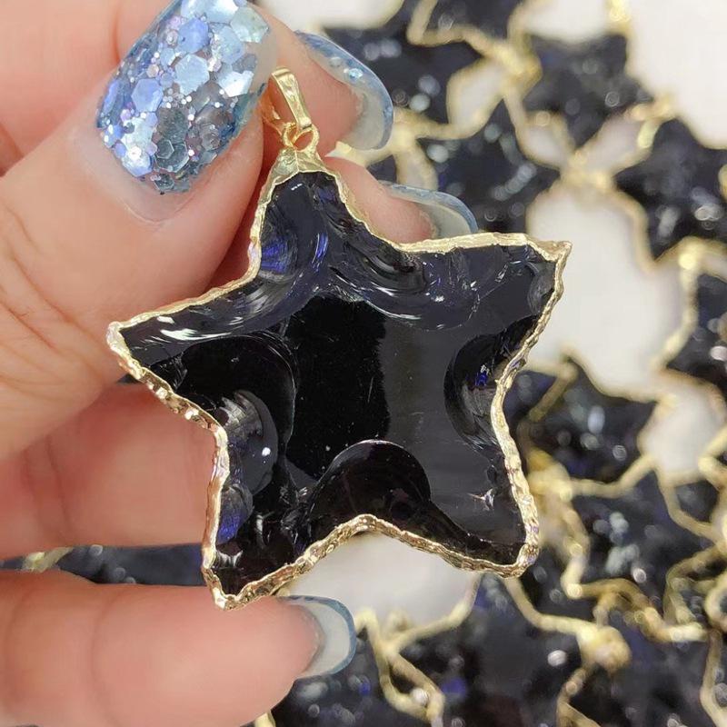 Yasa Jewelry Подвеска Звезда Пентаграмма из Натурального Обсидиана
