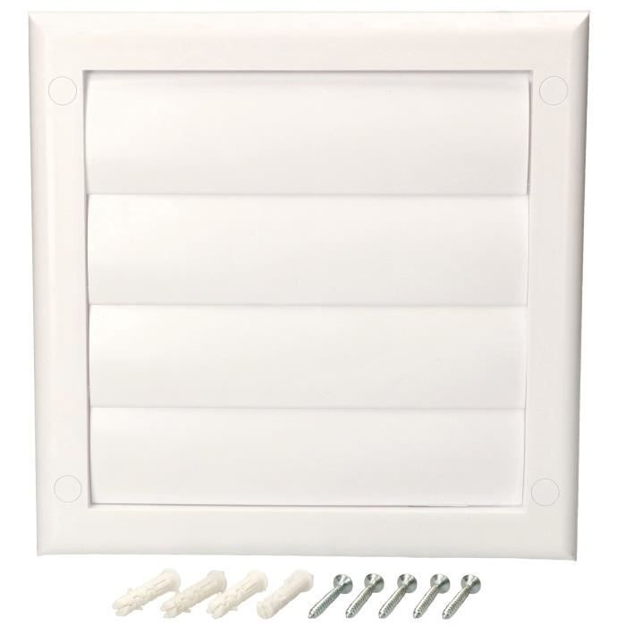 Grille d'aération - KOTARBAU - 140x140 mm - Blanc - Lamelles verrouillables - Fixation murale