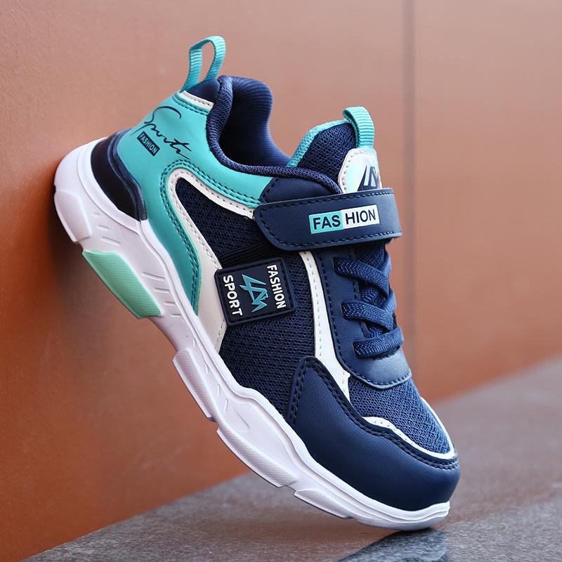 1910 Children's Shoes Boys Sports Shoes Medium and Older Boys Shoes Autumn and Winter New Waterproof Leather Surface Primary School Students Run