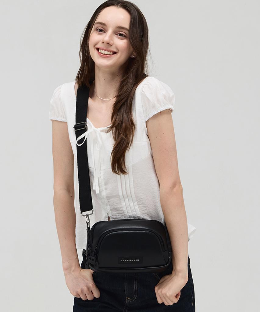 Lonnebyron Yaki Bag Черная кожаная сумка через плечо