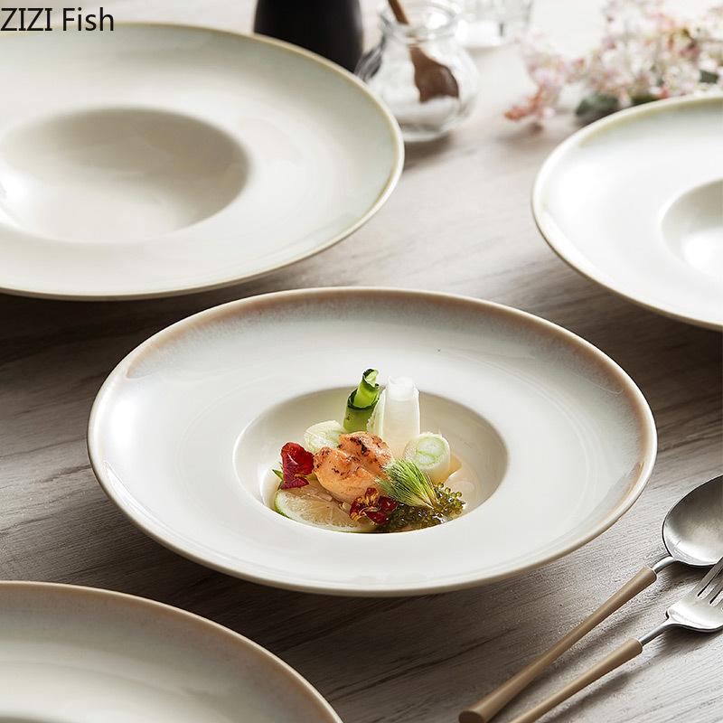 Hotel Restaurant Molecular Cuisine Dessert Plate Creative Ceramic Cooking Dishes Home Breakfast Pasta Salad Plate Tableware