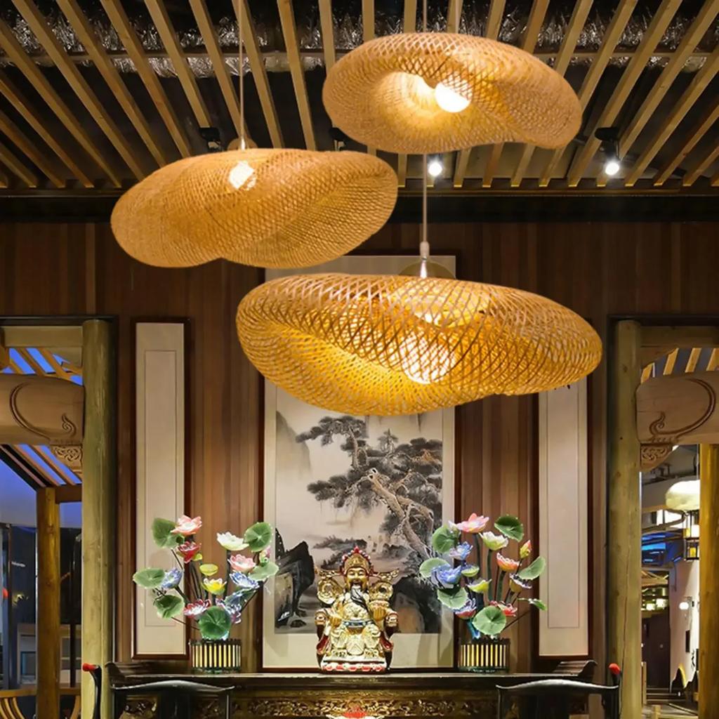 JOYINLED Extra Large Hand Woven Bamboo Pendant Light, Natural Farmhouse Chandelier for Living Room Kitchen Island Restaurant