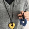 Elegant Hollow Stone Pendant PU Strap Personalized Sweater Chain  Sweater Decor