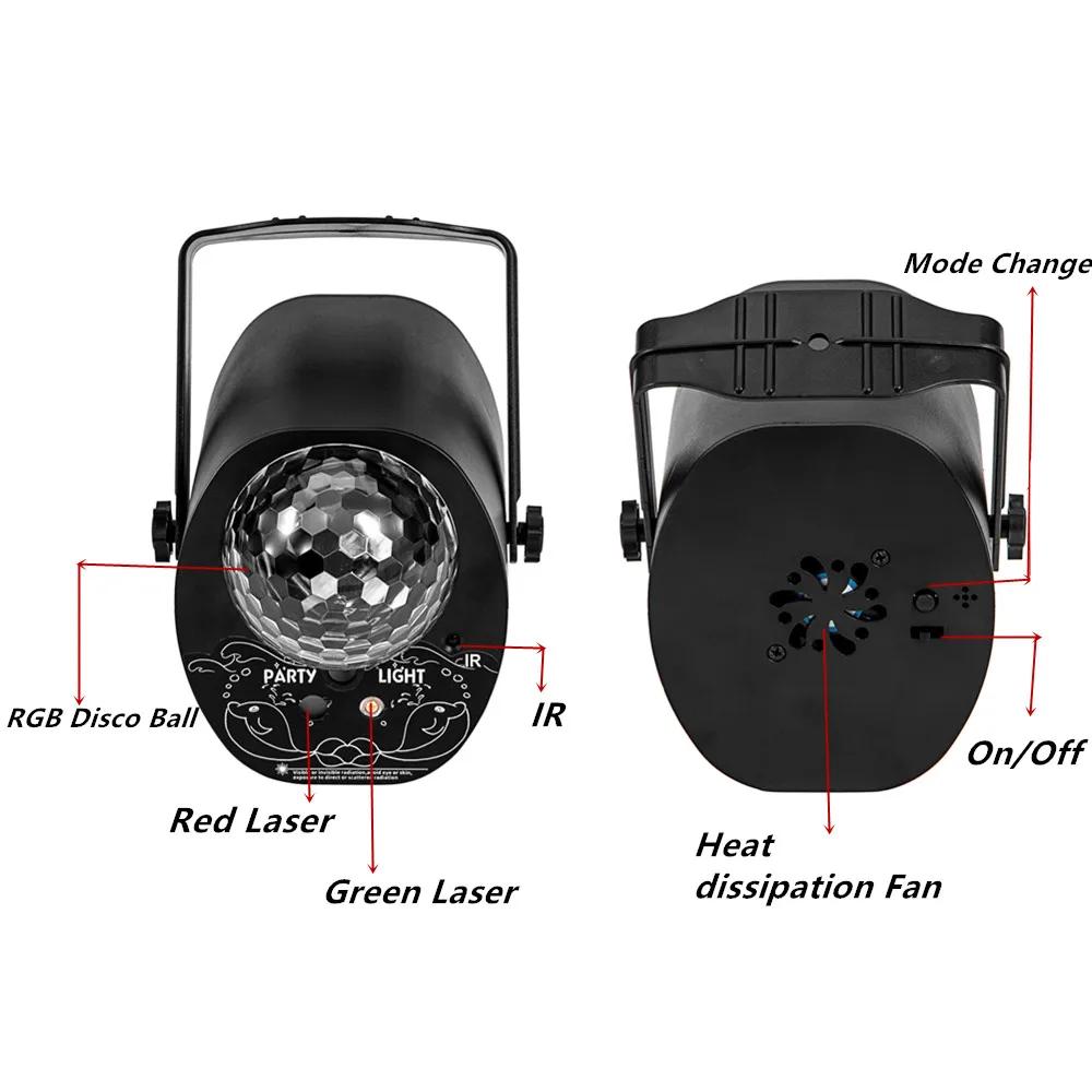 3-в-1 Праздничные огни Диско-шар Освещение для диджеев Диско Освещение сцены Стробоскопы со звуковым управлением Рождественская свадьба Домашний декор