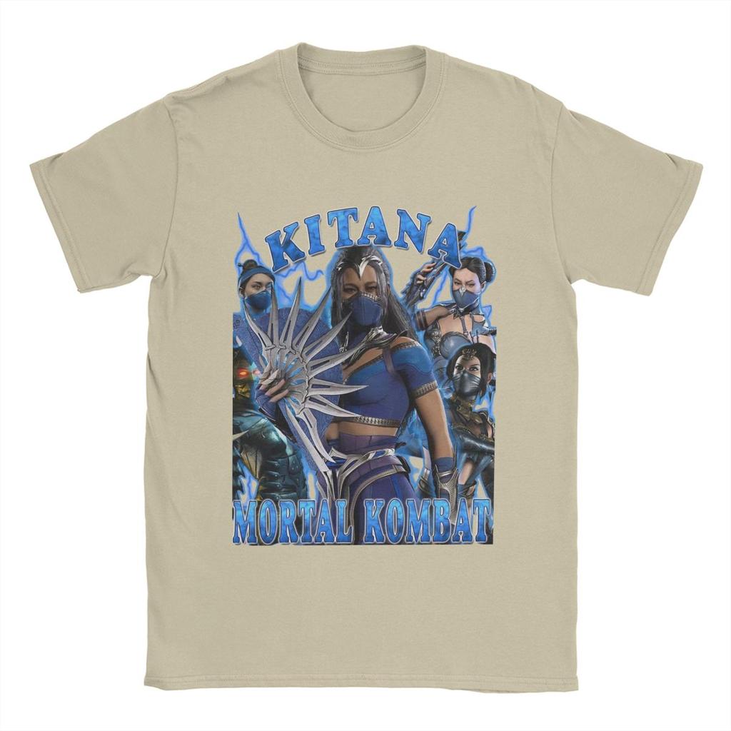 Мужская футболка Mortal Kombat 1 Kitana Винтажная футболка из чистого хлопка Футболка с коротким рукавом Футболки с круглым вырезом Одежда с графическим принтом