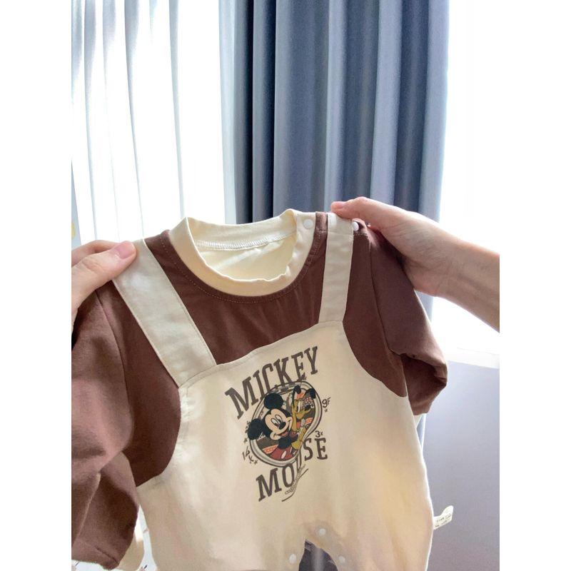 Newborn Baby Clothes, Spring and Autumn Long-Sleeved Pullover Romper, Super Cute Fake Two-Piece Outfit for Young Babies, Suitable for Going Out