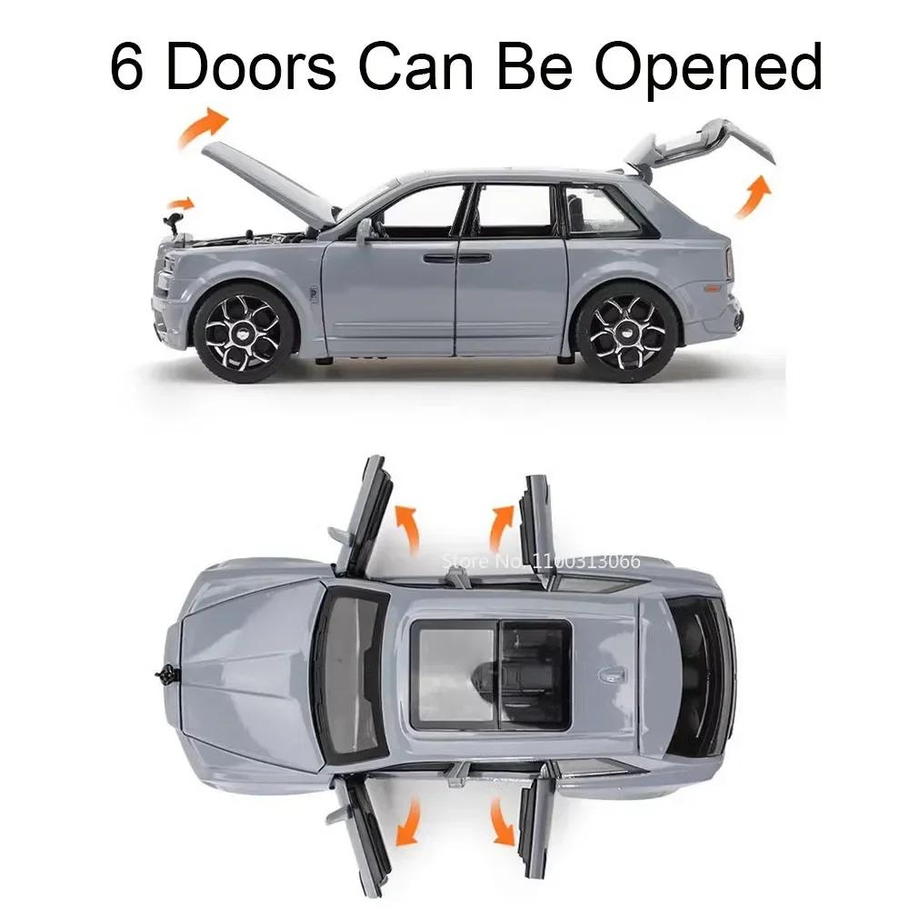 1:32 Scale Rolls Royce Cullinan Cars Toys Alloy Models 6 Doors Opened Miniature Car with Light Music Vehicles Boys Perfect Gifts