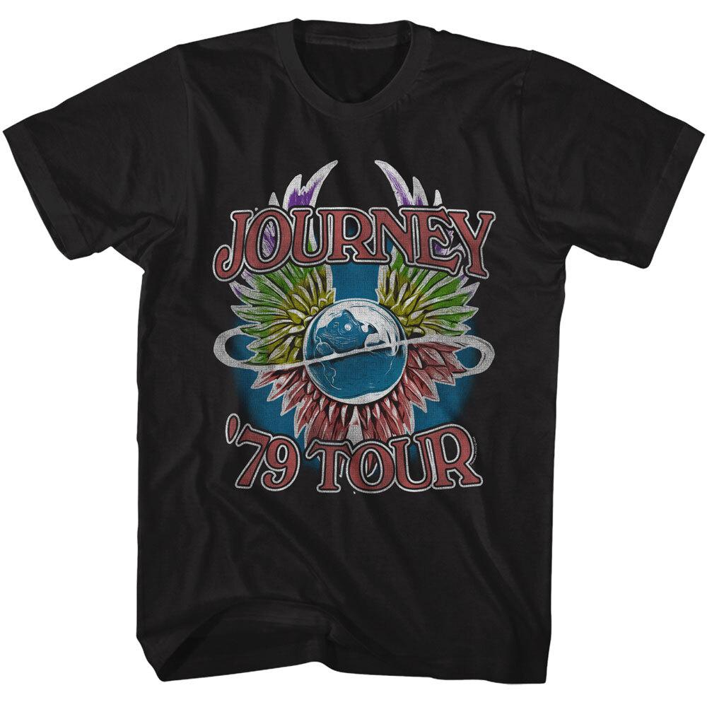Journey T-Shirt Rock Band Men's Official '79 World Tour New Black Cotton Unisex T-Shirt